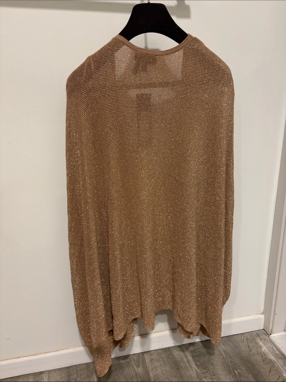 Donna Karan Bronze Metallic Open-Front Draped Shrug